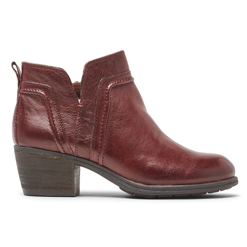 Rockport Canada Cobb Hill Anisa V-Cut - Womens Booties Burgundy (SZI487319)